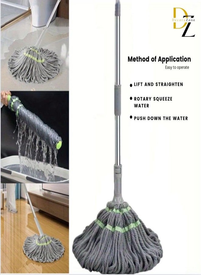 DecoraZone Premium Microfiber Twist Mop | Durable & Easy-to-Use Floor Cleaner | Squeeze Twist Mop Stick for Effective Home & Hospital-Grade Cleaning | High-Performance Dust Mop for Sparkling Floors - Image 2